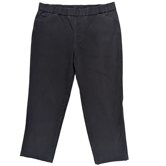 Lands' End Ankle Jeans Women Size 12 Inseam 24.5" Mid-Rise Black Pull On - Picture 1 of 11